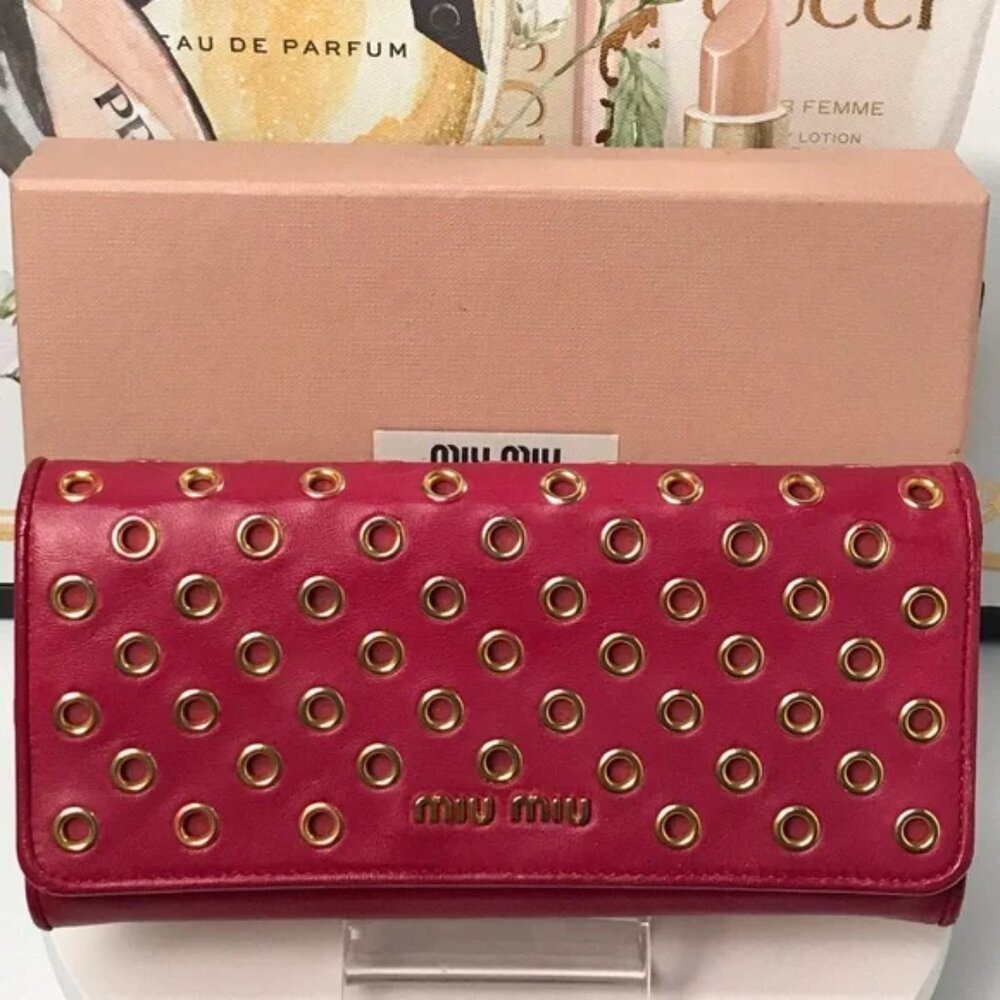 Miu Miu Nappa Vele Azalea Leather Continental Wallet 😍🔥GUC